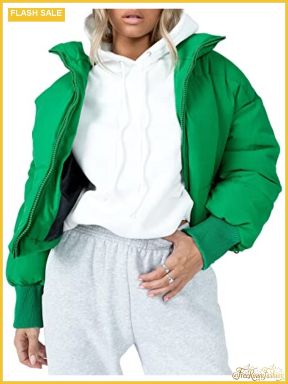 Lightweight Cropped Puffer Jacket Loose Fit Quilted Winter Coat